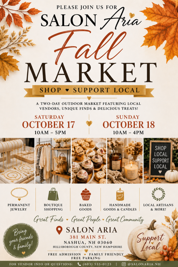 Salon Aria - October Fall Market Event - Nashua NH