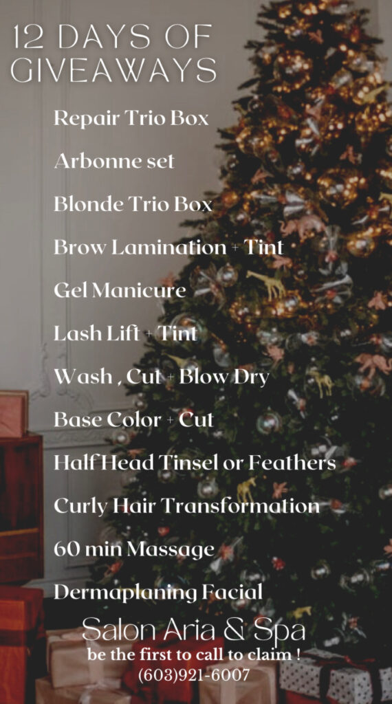 12 Days of Giveaways at Salon Aria in Nashua NH